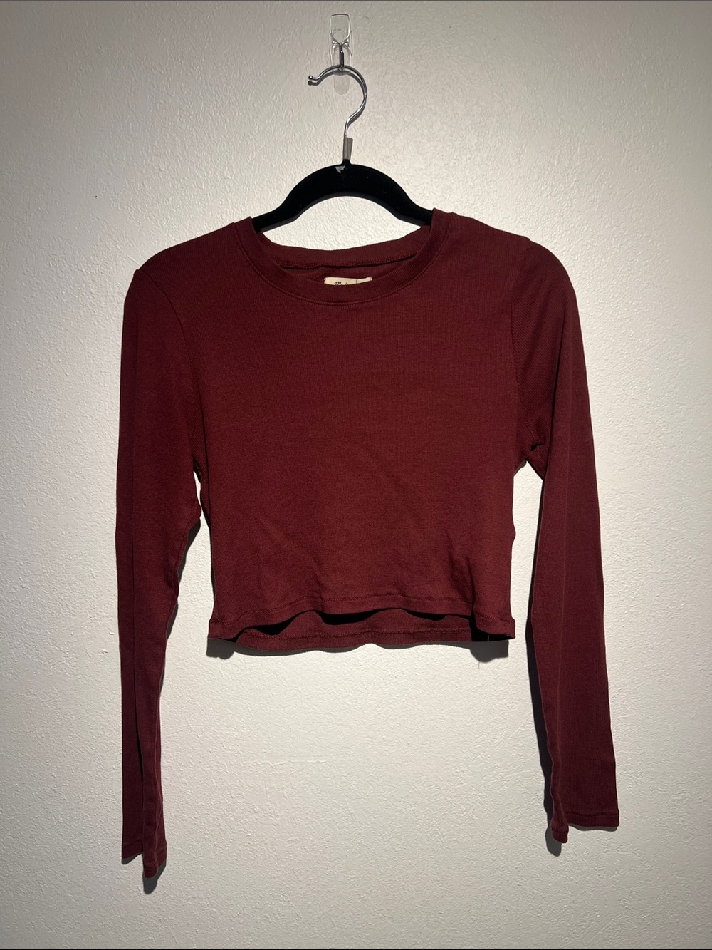 Madewell Fine Ribbed Supercrop Crewneck Long-Sleeve Tee